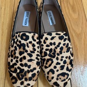 Steve Madden Leopard Print Slip-On Loafers - Black & Tan